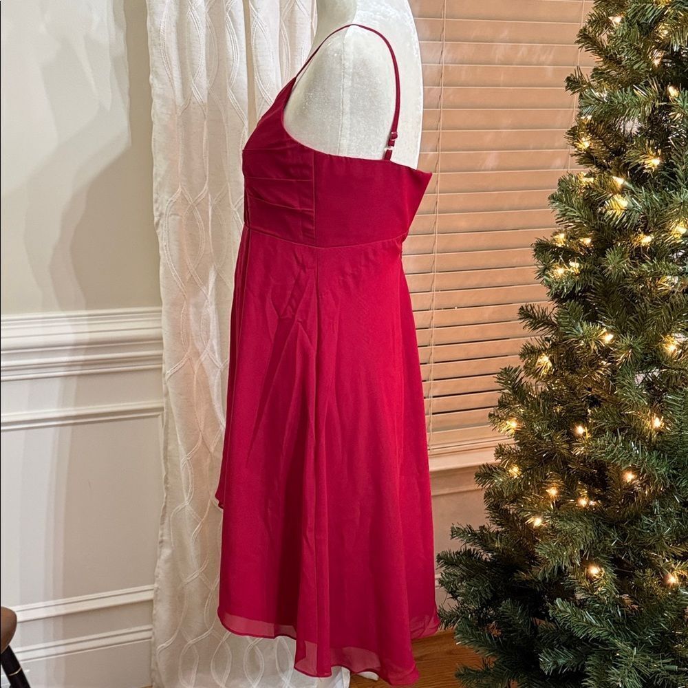 JJ’s House Burgundy Chiffon Fit & Flare Dress Youth J12 (11–12 yrs) NWT - Picture 2 of 10